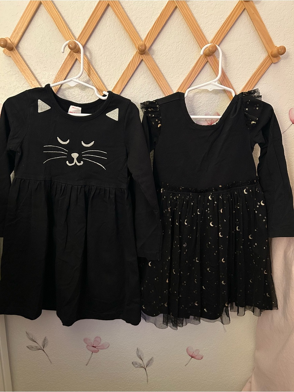Hanna Andersson Black Girls' Cat Face Dress with Silver Glitter